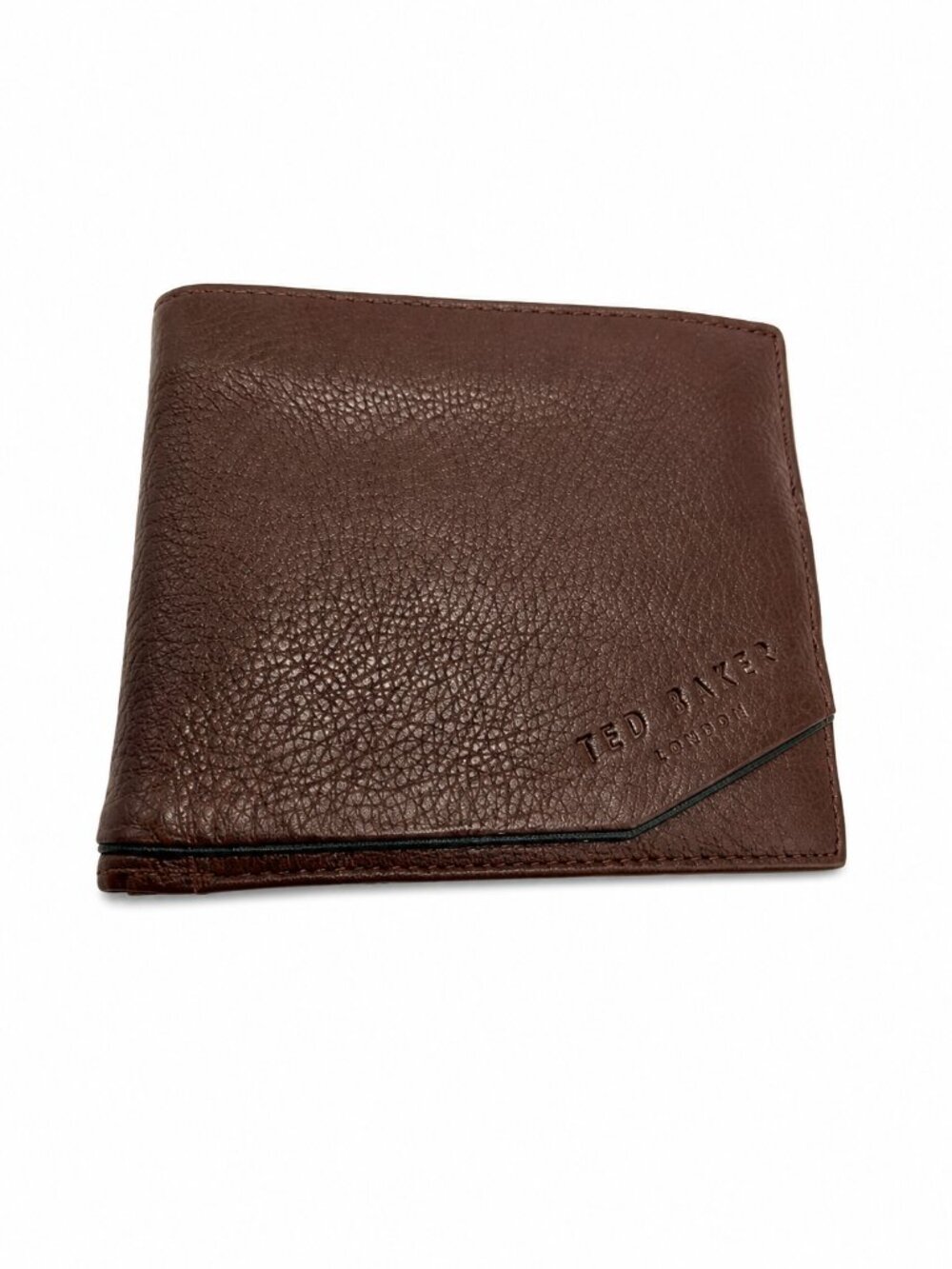 Ted Baker London Brown Leather Bifold Wallet Burgundy Interior
